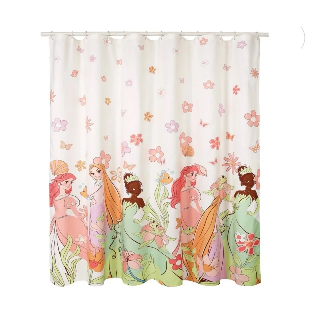 NEW Disney Princesses Floral Shower Curtain Ariel Rapunzel Tiana 70
